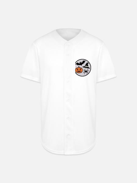 Halloween Circle: Pumpkin Bat Spider - Full Button Jersey - white