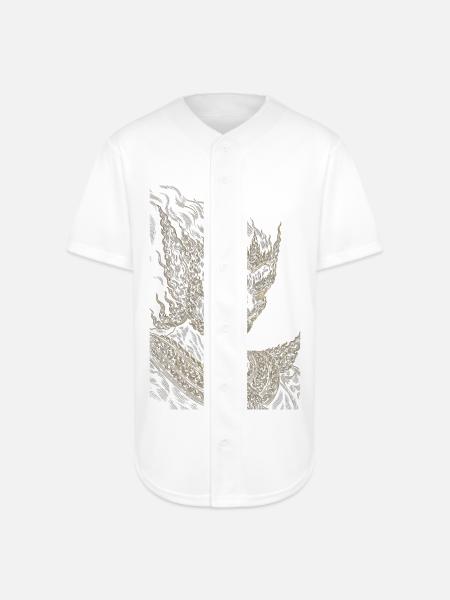 Ornate Dragon Guardian - Full Button Jersey - white