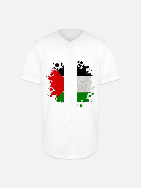 Palestine Blob / Flag Gift - Full Button Jersey - white