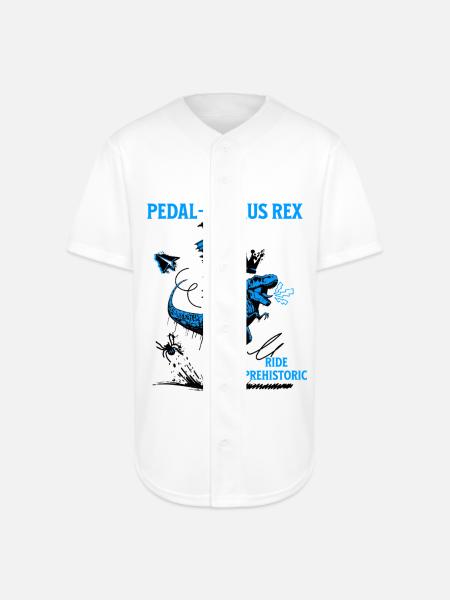 Pedal-Saurus Rex – Ride Prehistoric - Full Button Jersey - white