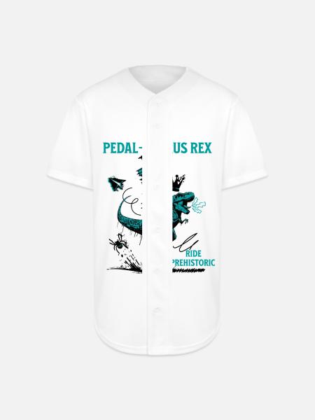 Pedal-Saurus Rex – Ride Prehistoric - Full Button Jersey - white