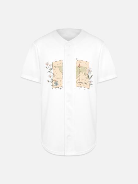 Wander Often Map - Full Button Jersey - white