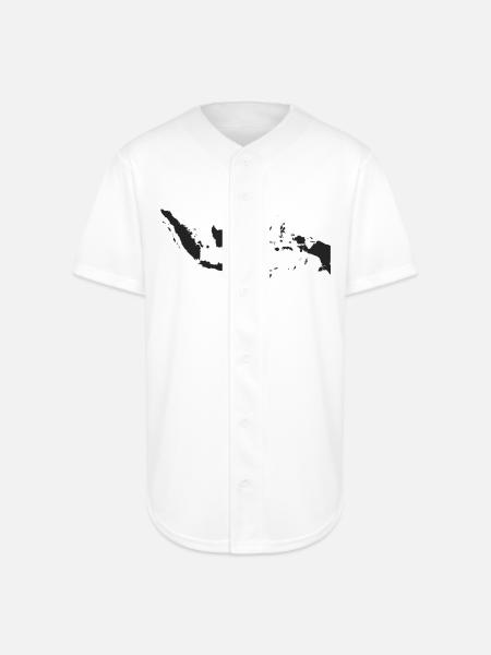 Indonesia Map in Black - Full Button Jersey - white