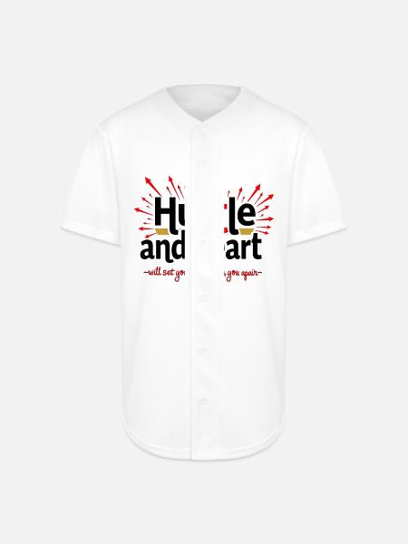 Hustle Heart - Full Button Jersey - white