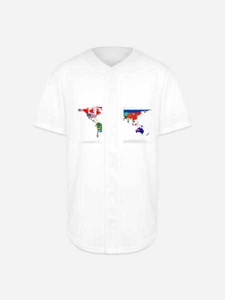Flag Map Of The World - Full Button Jersey - white