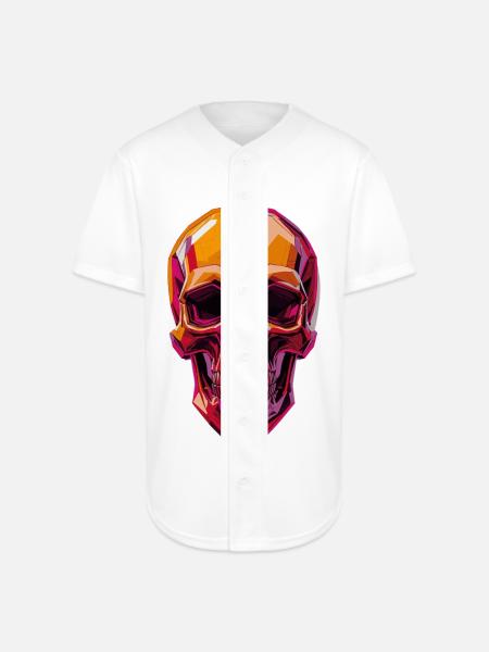 Polygon Skull – Geometric Skull Art - Full Button Jersey - white