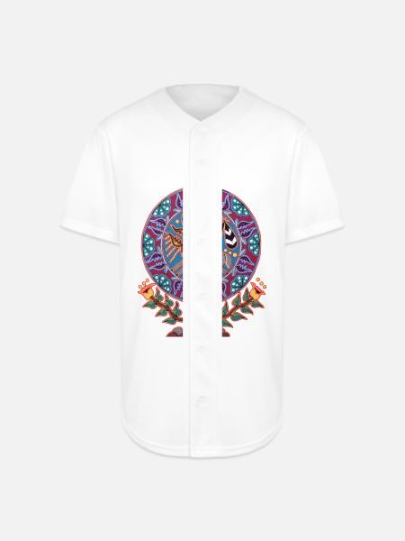 Native Huichol Peyote Deer - Full Button Jersey - white