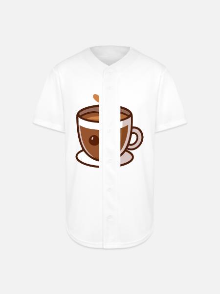 Coffee Cup Cat Face - Full Button Jersey - white