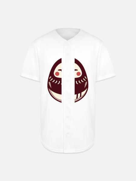 Daruma Doll - Full Button Jersey - white