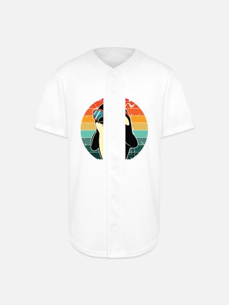 Penguin in Sunset Sunglasses - Full Button Jersey - white
