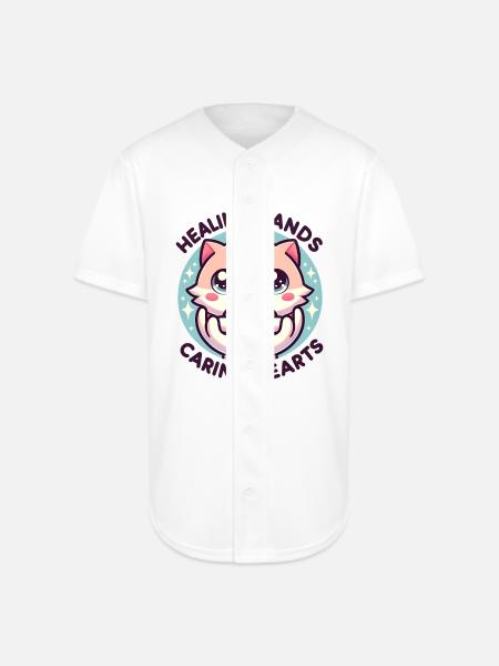 Healing Hands - Full Button Jersey - white
