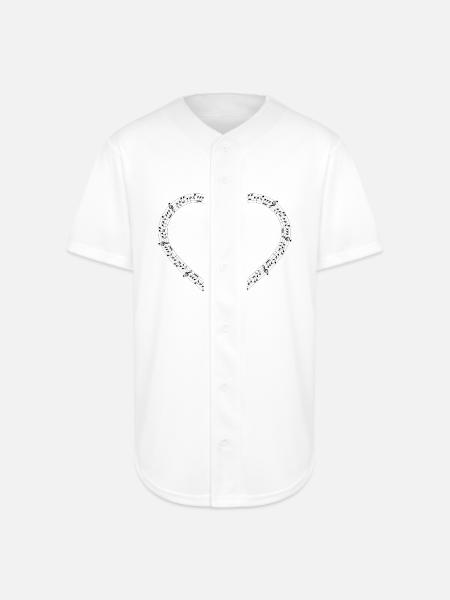 Musical Notes Heart - Full Button Jersey - white