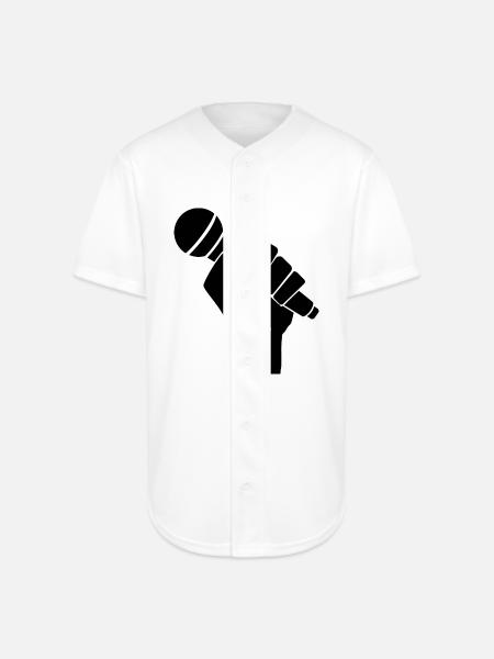 microphone - Full Button Jersey - white