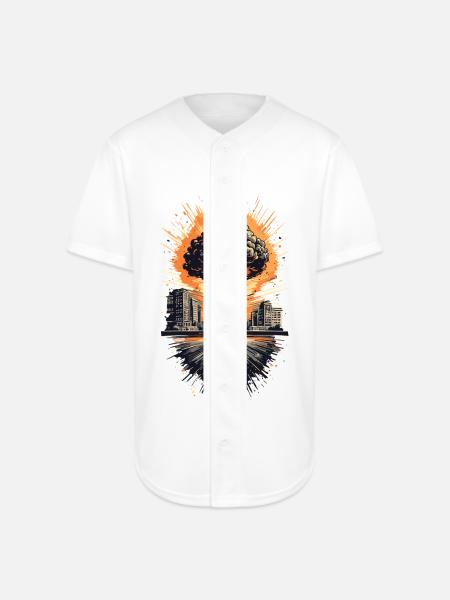 Urban Nuclear Mushroom Cloud - Full Button Jersey - white