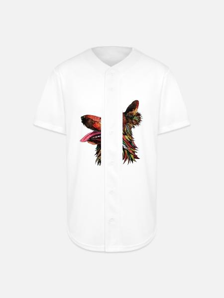 German Shepherd Dog - Full Button Jersey - white