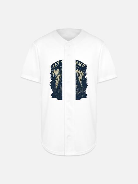 Cat Let's Go Camp - Full Button Jersey - white