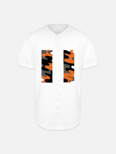 Orange Camo Pattern - Full Button Jersey - white