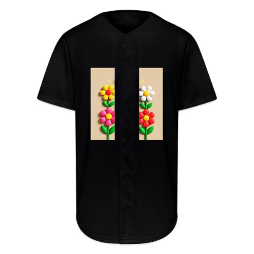 3D Flowers and Butterflies in Amber, Floral Design - Full Button Jersey