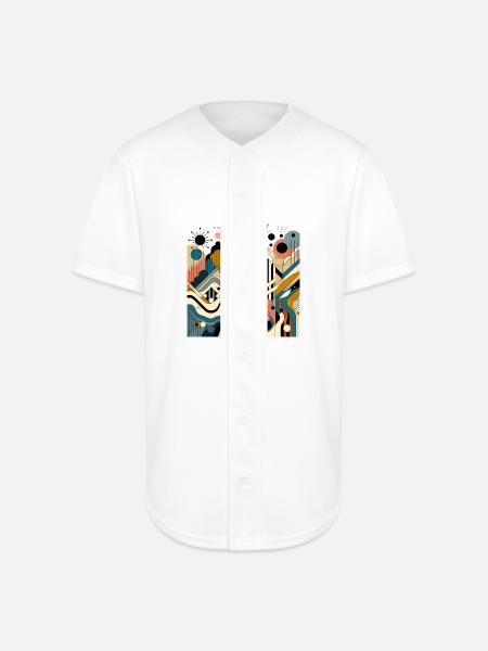 Dynamic Abstract Mountains T-Shirt - Full Button Jersey - white