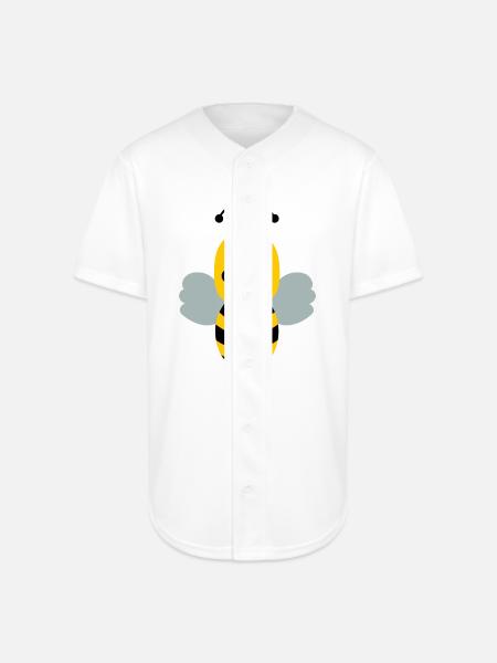 Meh Expression Cartoon Bee/Bumblebee - Full Button Jersey - white