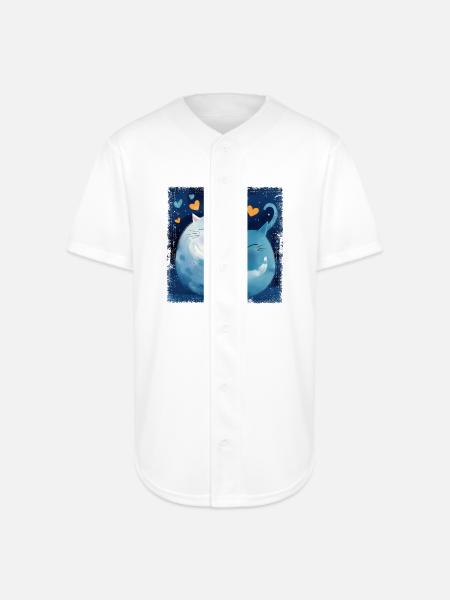 Cats Hug - Full Button Jersey - white