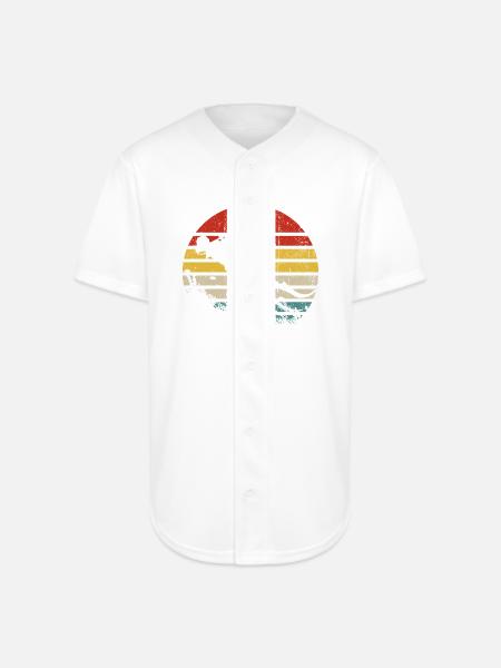 Surfer Sunset Retro Stripes - Full Button Jersey - white