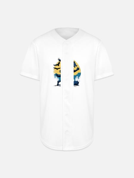 Running Werewolf with Crows - Full Button Jersey - white
