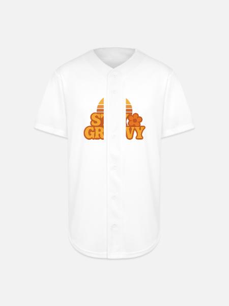 Retro Sunset Stay Groovy Graphic - Full Button Jersey - white