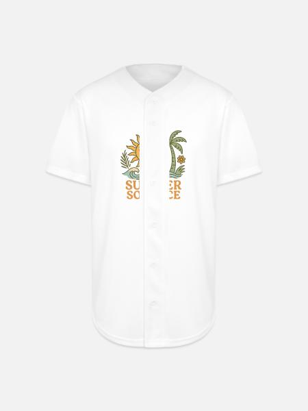 Summer Solstice Vibes Sun and Palm Design - Full Button Jersey - white