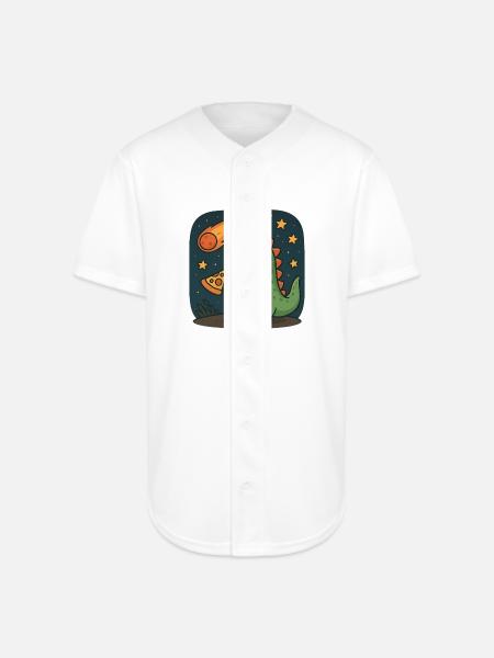 Dinosaur Space Adventure Design - Full Button Jersey - white