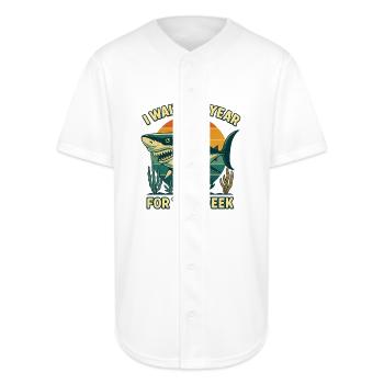 Shark Retro Sunset Bold Ocean Predator  - Full Button Jersey - white - Front
