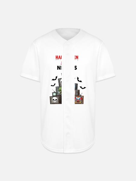 Stacked TV Monsters Halloween - Full Button Jersey - white