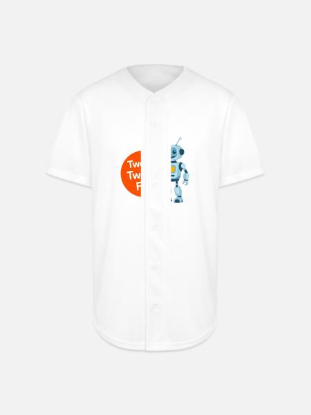 Robot and Bird Tweet Duo - Full Button Jersey - white