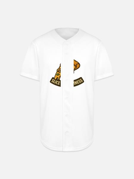 Slice of Happiness Pizza Slice - Full Button Jersey - white