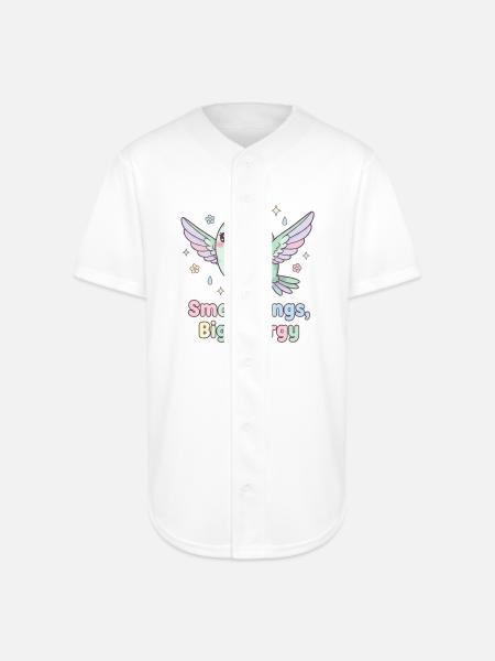 Small Wings, Big Energy - Full Button Jersey - white
