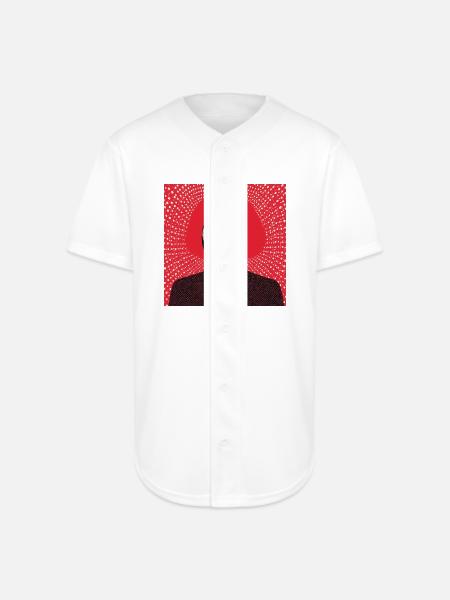 Crimson Pop Art Halftone Portrait - Full Button Jersey - white