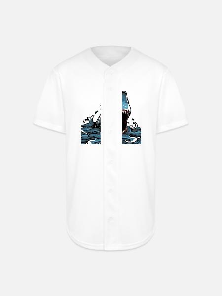 Shark Attack Splash - Full Button Jersey - white