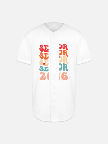 Senior Class 2026 Floral Rainbow - Full Button Jersey - white