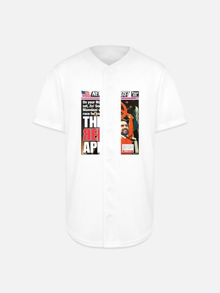 The Red Apple New York Post Zohran Mamdani  - Full Button Jersey - white
