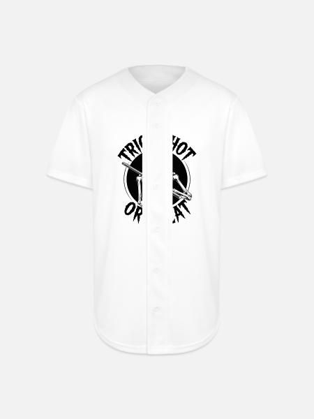 Trick Shot or Treat Skeleton - Full Button Jersey - white