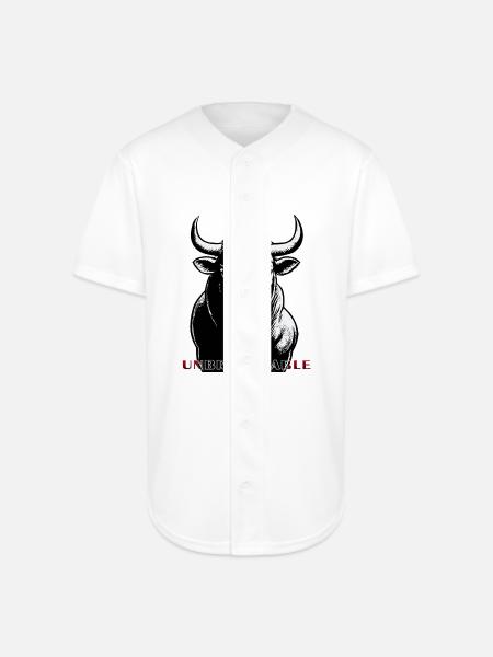 Unbreakable Bull Portrait - Full Button Jersey - white