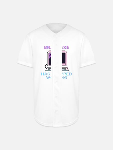 Neon Retro Skull Computer - Full Button Jersey - white