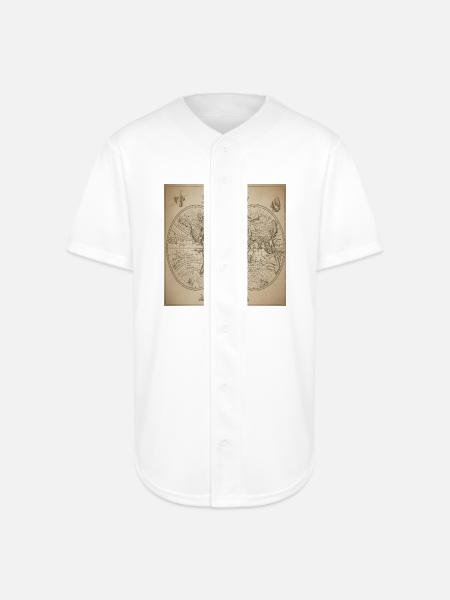 Antique double-halved world map - Full Button Jersey - white