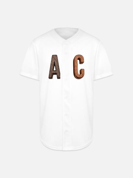 Rustic Wood ABC Letters - Full Button Jersey - white