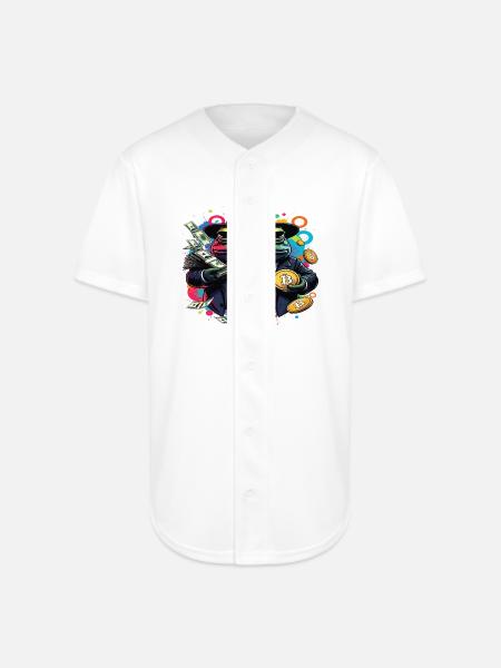 Bitcoin Frog Streetwear Art - Full Button Jersey - white