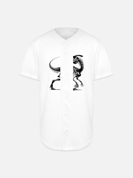 Dinosaur Raptor With Spine Bone - Full Button Jersey - white