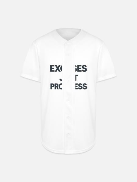 No Excuses Just Progress - Full Button Jersey - white