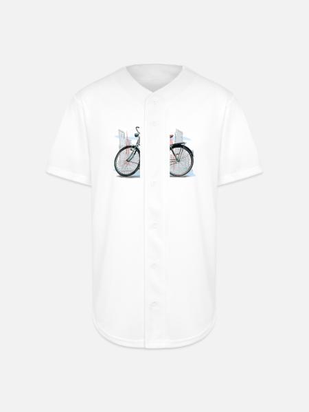 Rustic City Bicycle Sketch - Full Button Jersey - white