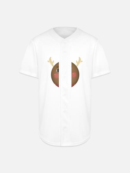 Cozy Reindeer Ornament Ball - Full Button Jersey - white