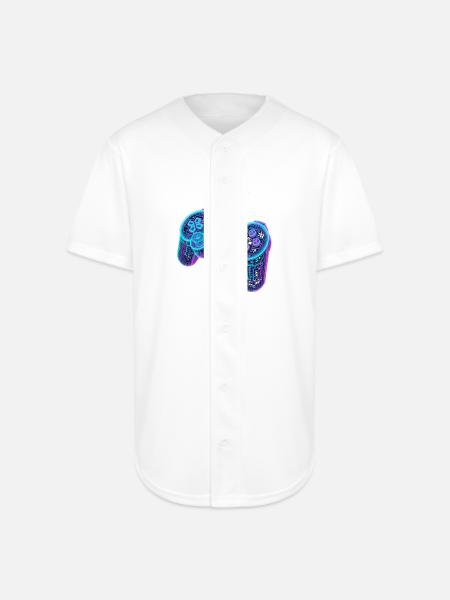 Futuristic Neon Wireframe Game Controller - Full Button Jersey - white